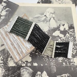 Magnetic Closure Wide Band Beaded Bracelet